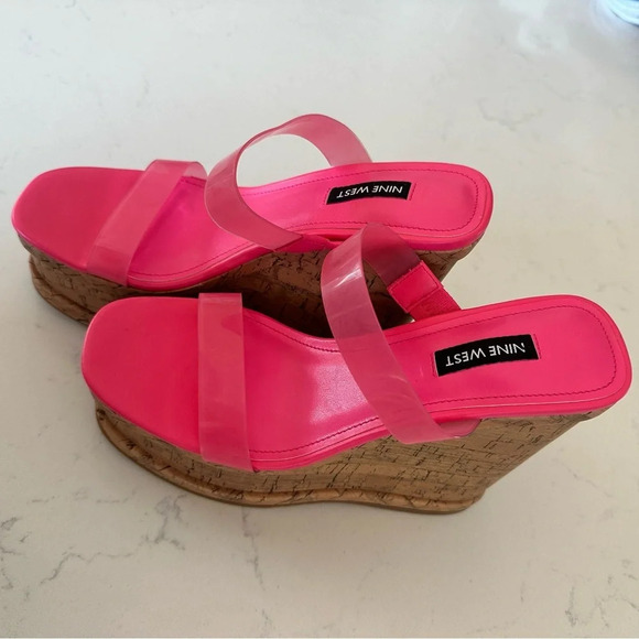 Nine West Rapps Platform Wedge Sandal In Pink Size: 6.5 - Picture 1 of 5